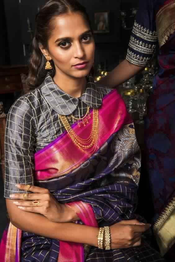 Saree with 2025 neck piece
